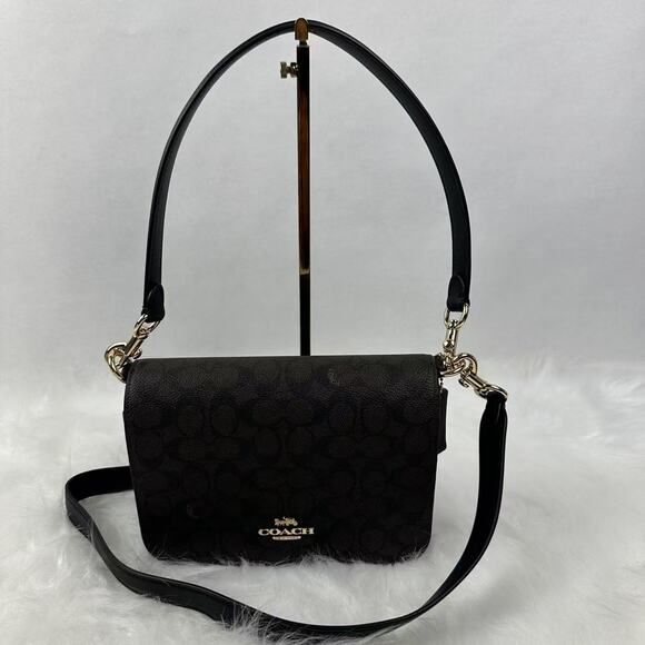 COACH Quinn Bag In Signature Canvas Shoulder/Crossbody Walnut/Black CZ770 NWT - Picture 2 of 6